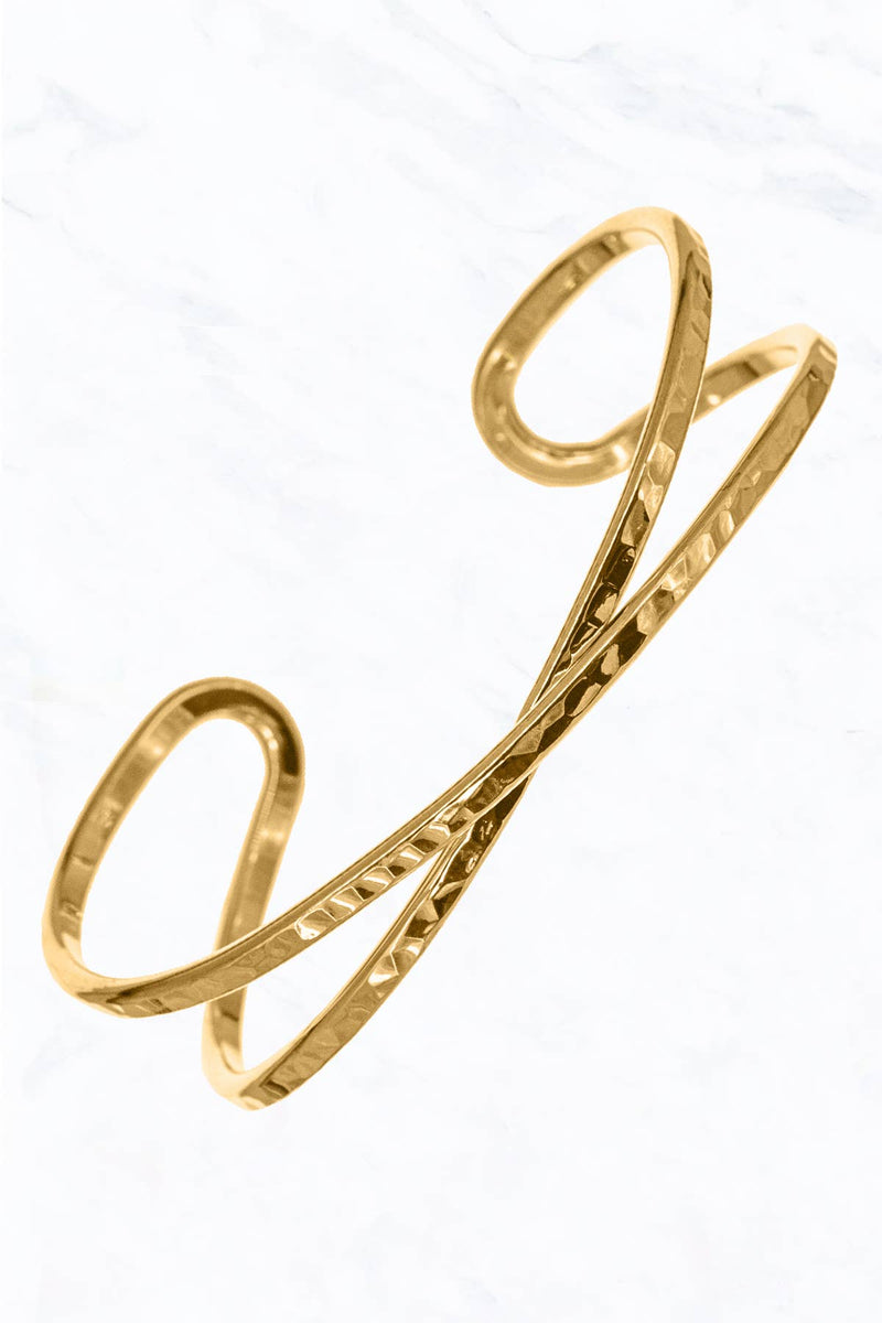 Brass Gold Dipped Twisted Bangle Cuff Bracelet – Suzie Q USA