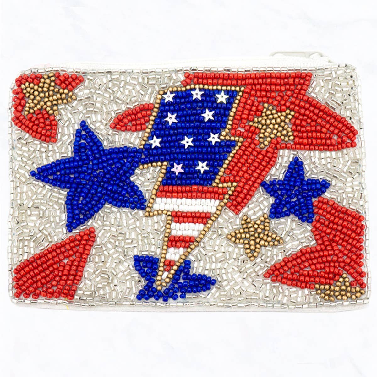 American Flag Pattern, Lightning Bolt, Clutch Bag Suzie Q USA