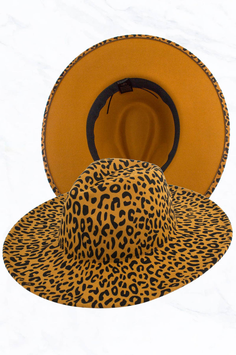 Big Brim Peach Heart Top Leopard Jazz Fedora Hat Suzie Q USA