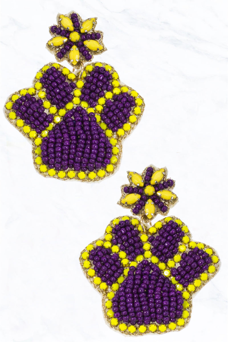 Stone And Seed Bead Paw Print Earrings Suzie Q Usa 6645