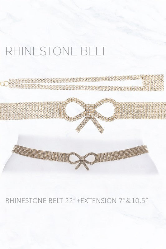 Rhinestone Bow wide Belt - Main Image