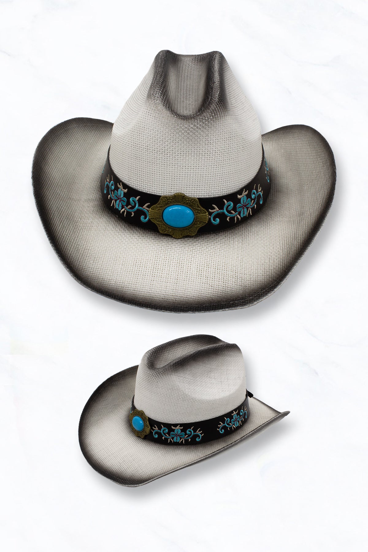 Cowboy Hat with Turquoise Embroidered Concho Belt – Suzie Q USA