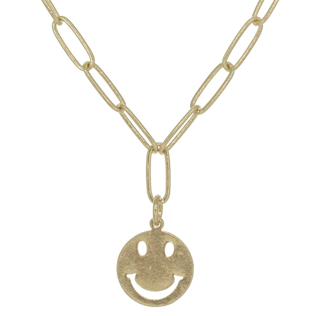 Simley With Chain Cute Smiley Face Pendant Chain Necklace – Suzie Q USA