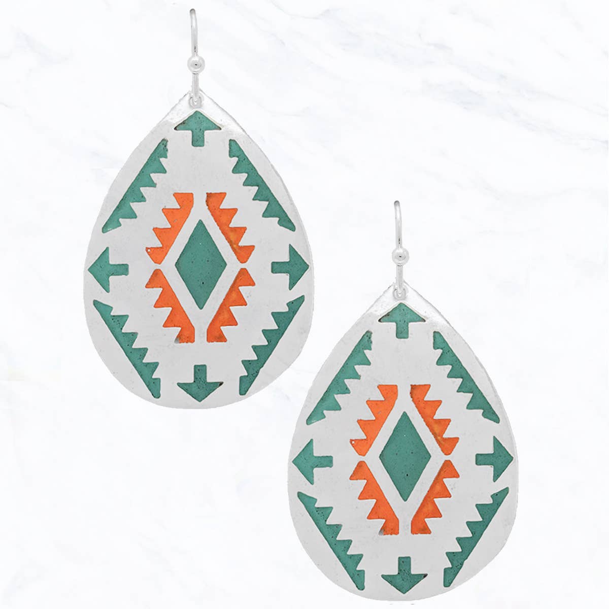 Aztec Pattern Curved Teardrop Epoxy Western Earrings – Suzie Q USA